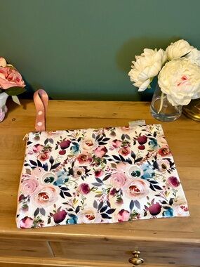 Itzy Ritzy Floral Wristlet in Pink, Teal & Burgundy